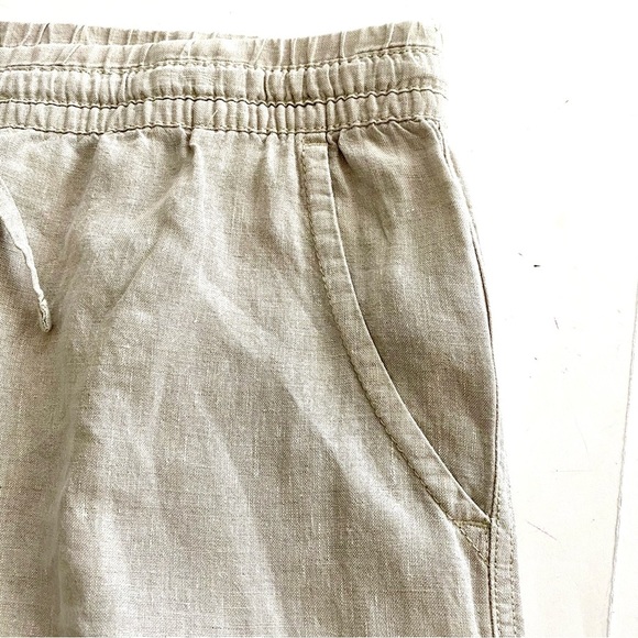 L.L. Bean Cream Beige Linen Straight Wide Leg Pants Size 16 Petite Lagenlook - Picture 7 of 13